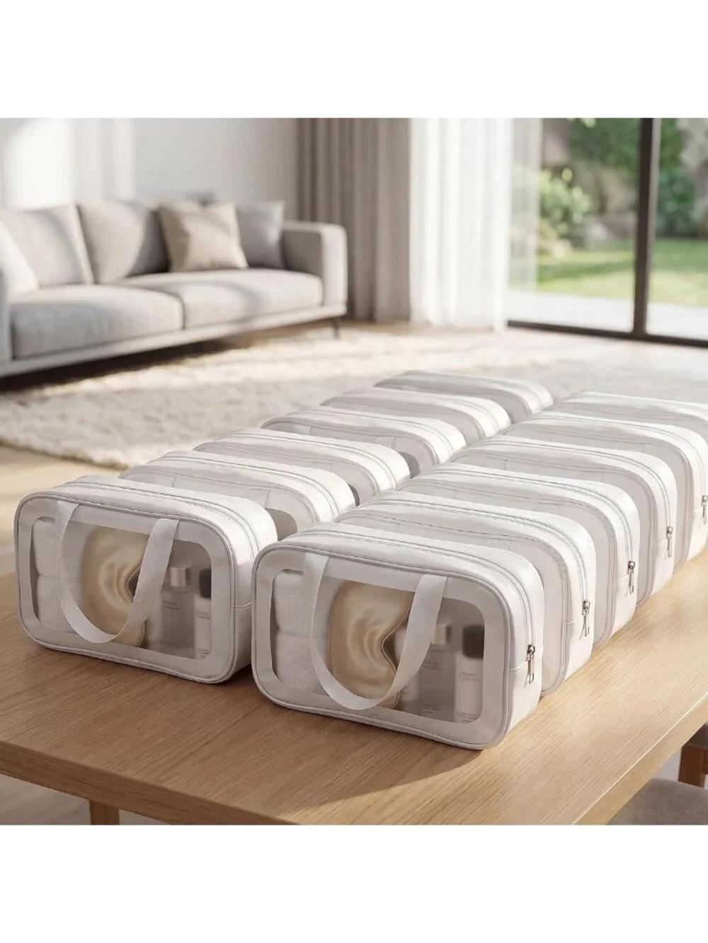 12 Pcs Clear Toiletry Bags with Handle - Waterproof Travel Cosmetic Bags for Men